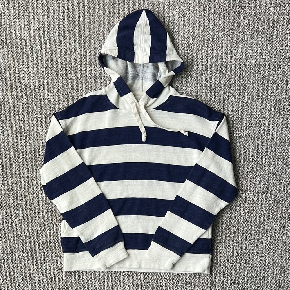 NWOT J.Crew Vintage Fleece Navy and White Hoodie